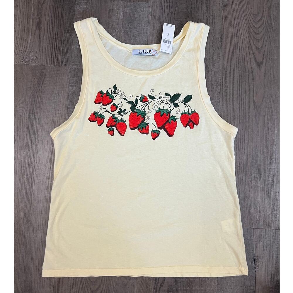 Anthropologie LETLUV Yellow Strawberry Tank Top